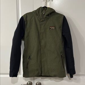 Quiksilver Olive Green Jacket with Mountain Patch size 16/XL
